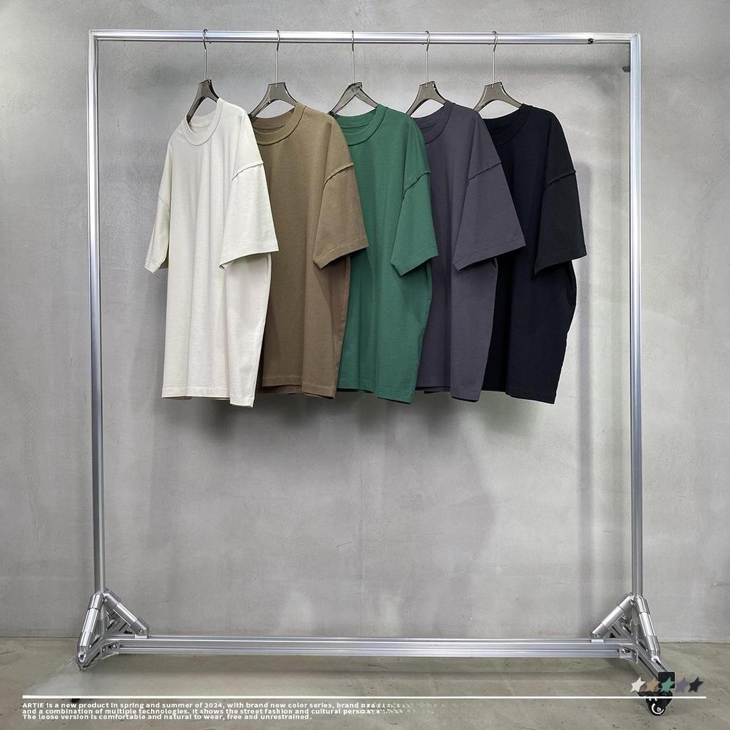 ARTIE Men's Spring/Summer 2024 Fringe Collar Street Fashion Washed Short-Sleeve T-Shirt