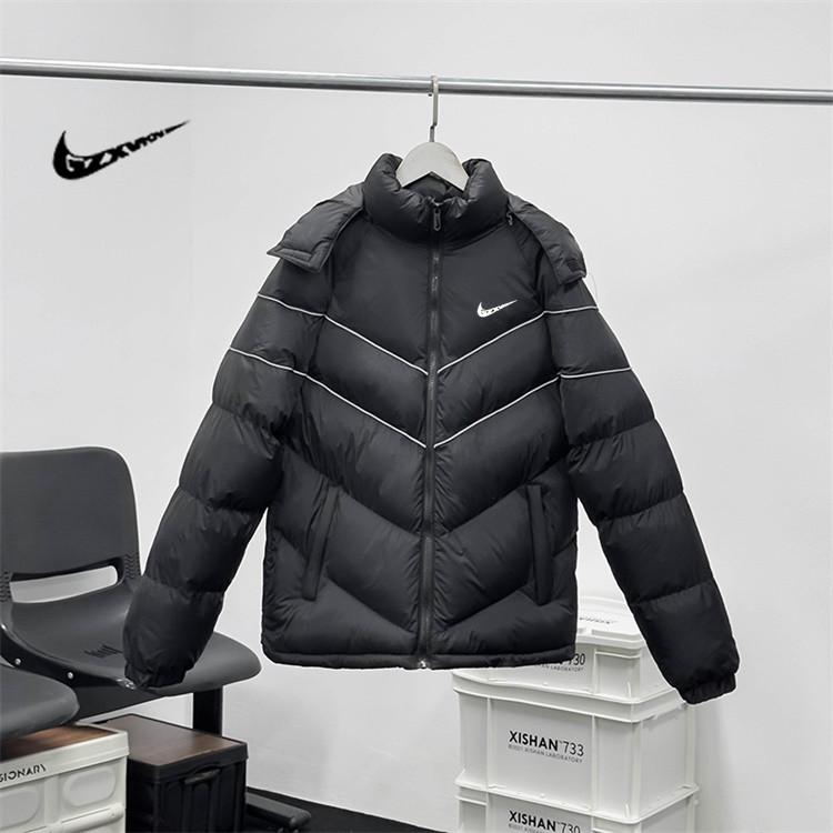 Men's American Style Black Hooded Jacket: Reflective Stand Collar, Winter Cotton, Casual Loose Fit.