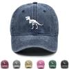 Pure White Dinosaur Print Snapback Sun Hat, Animal Trucker Hat Adjustable Buckle Cotton Hip Hop Sunshade Adjustable Baseball Cap