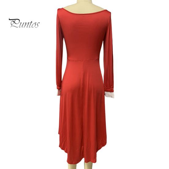 Рождественское платье для выступлений, пышное, с квадратным вырезом, однотонное, трапециевидное, с неровным подолом, декором из пуговиц, праздничное сценическое шоу, костюм Санты для косплея, новогодняя вечеринка