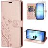Protective Case - BOOLING - for Samsung Galaxy A17 5G/4G - Flip Case PU Leather Plant Pink - 2 Screens