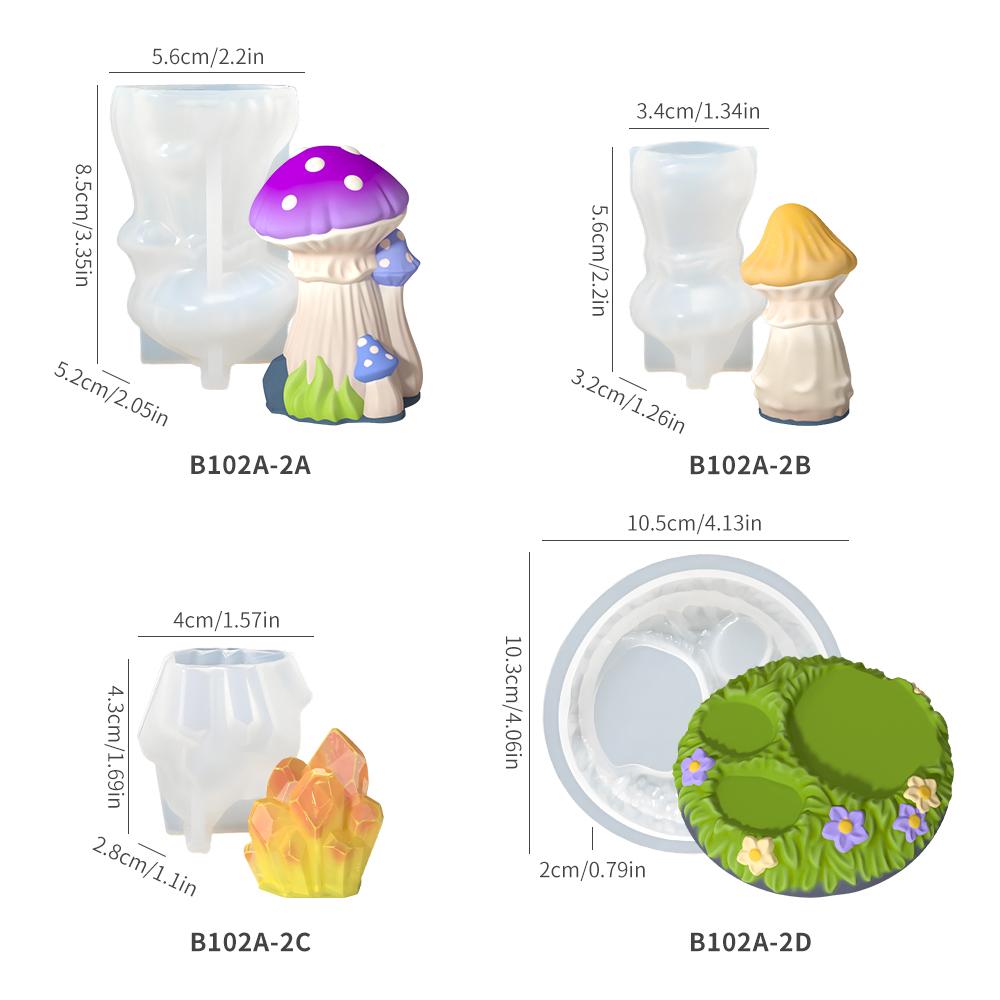 DM1285 DIY Mushroom Resin Silicone Mold Making 3D Gypsum Candle Holder Crystal Stone Molds for Home Concrete Ornaments