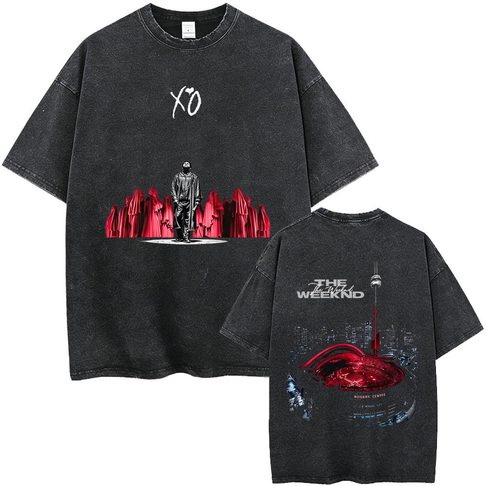 Rapper The Weeknd The After Hours Tour 2026 Washed Vintage T Shirt Men Women Hip Hop Fashion Pop Music Tshirt Mens Streetwear