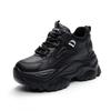 Winter Leather Black Platform Sneakers Thick Sole Chunky Shoes Women Lace-up Slip On Casual Ladies Walking Shoes Height Increase