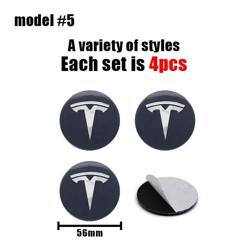 Автомобильная наклейка Tesla Car 56 мм Значок Наклейки на центральные колпачки ступиц для Tesla Model S Model 3 2024 Model Y X Колпачок центра колеса шины Значок