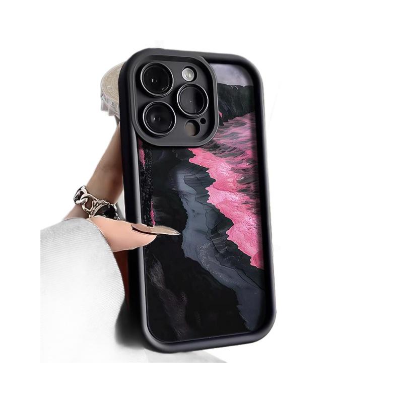Pink Sea Wave Silicone Case for iPhone 13/14/15/16 Pro Max - Full Coverage and 17-Day Eye Protection