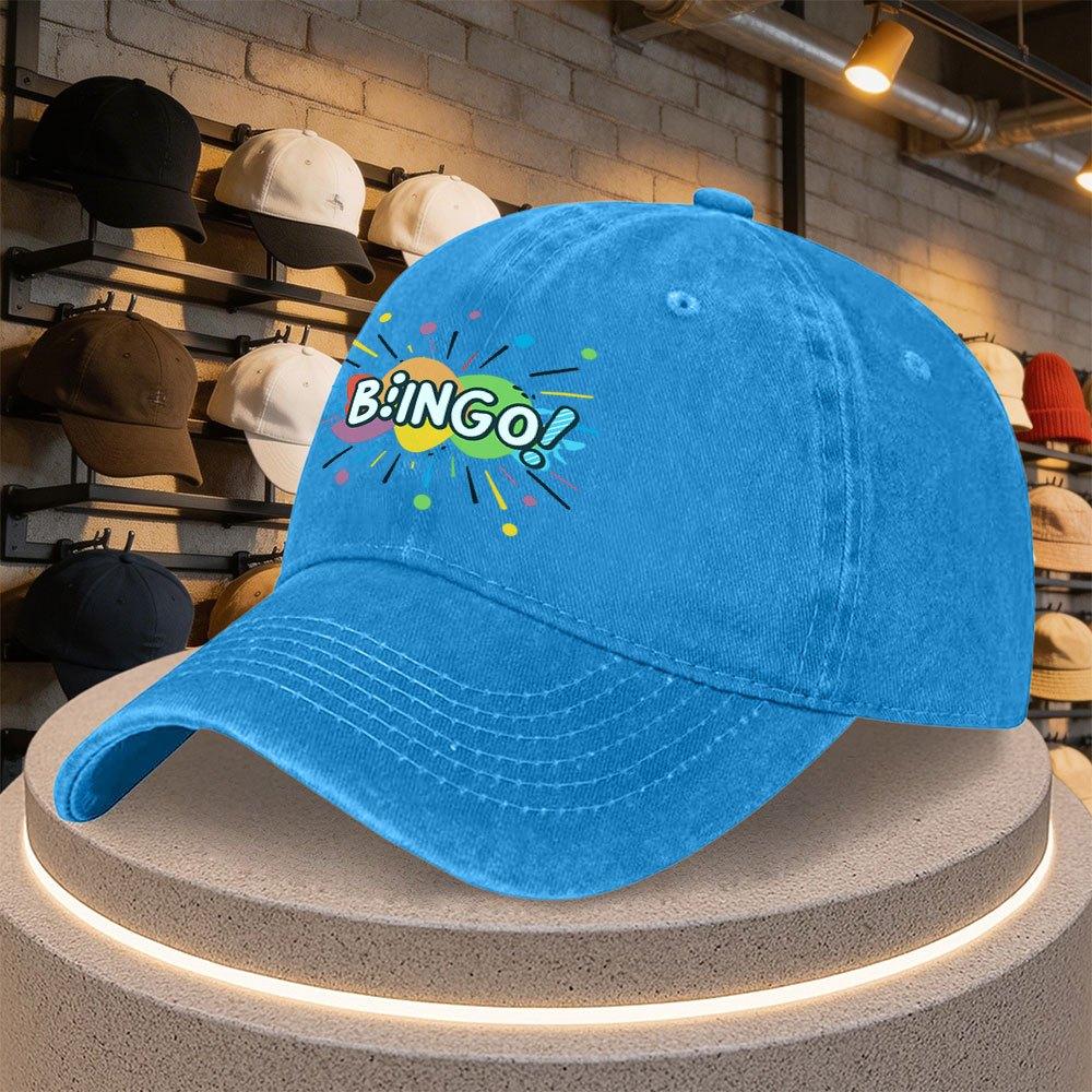 BINGO Printed Baseball Cap with Colorful Bingo Ball Patterns Adjustable Snapback Casual Party Hat Multiple Colors