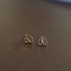 14K Gold-Filled Silver Tiny Line Heart Stud Earrings