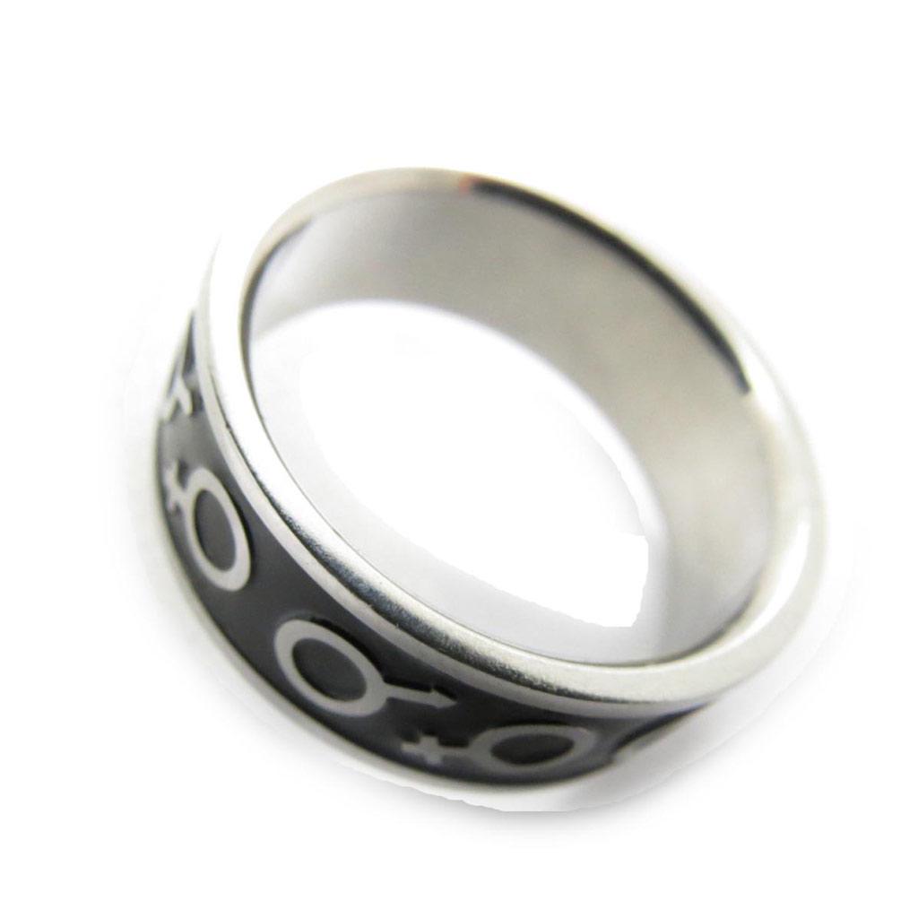 Стальное кольцо 'Мужчина-Женщина' Черная сталь