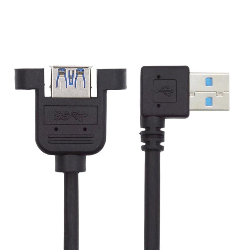 Высокоскоростной USB 3.0 удлинительный кабель 5 Гбит/с с адаптером под прямым углом/прямой головкой, штекер-розетка, дизайн с ушками для надежного крепления