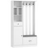 4-in-1 Entryway Coat Rack with Storage Bench, Adjustable Shelf and 4 Hooks, 100x30x180cm, White