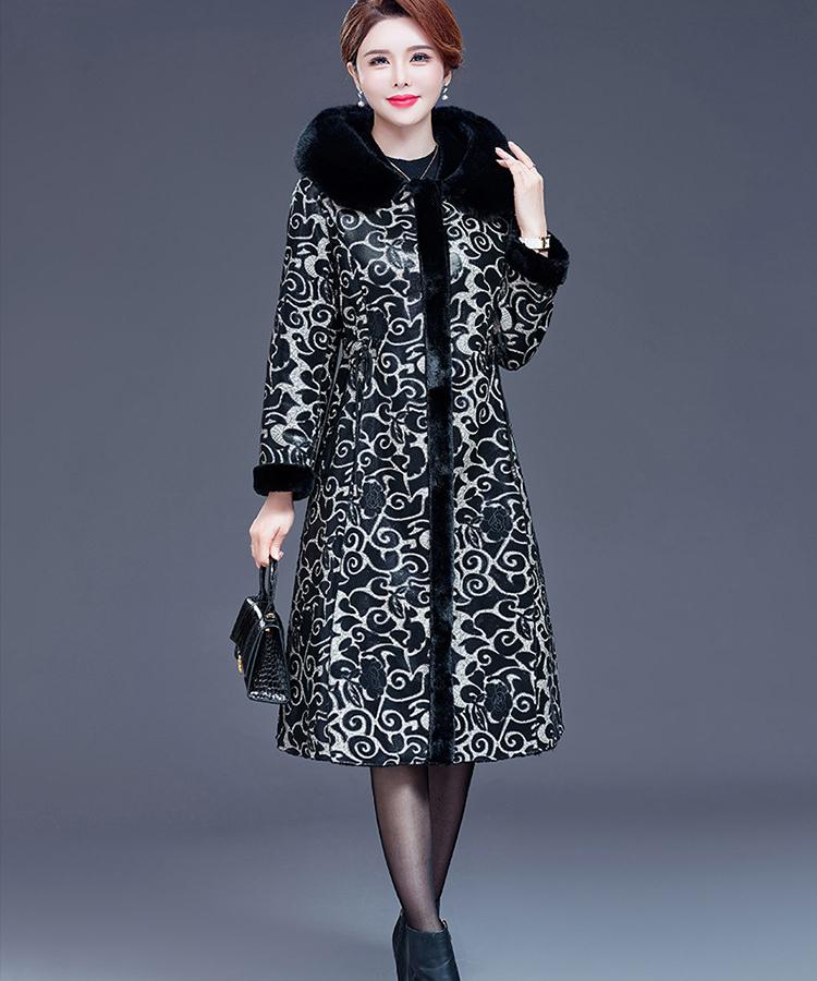 Cheap Newly Designed Women Winter Leather With Fur Reversible Big Pocket Windproof Coat Lady Puffer Jacket Cotton Padded Parkas Outwear Overcoat