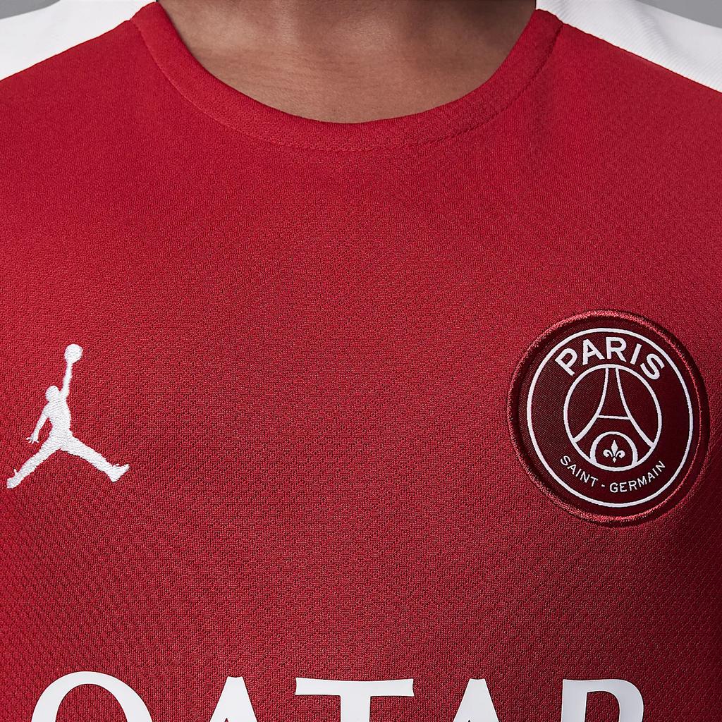 Jordan Футболка нападающего Paris Saint-Germain Dri-FIT Минималистичная с круглым вырезом с коротким рукавом Детские топы Красный Фантом HJ3402-660