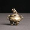 Antique Brass Kirin Incense Burner With Dragon Head Cover Figurines Home Desktop Decoration Ornaments Chinese Copper Miniatures