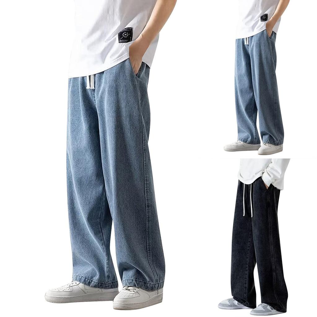 Men's Straight Jeans Loose Wide Leg Trousers
