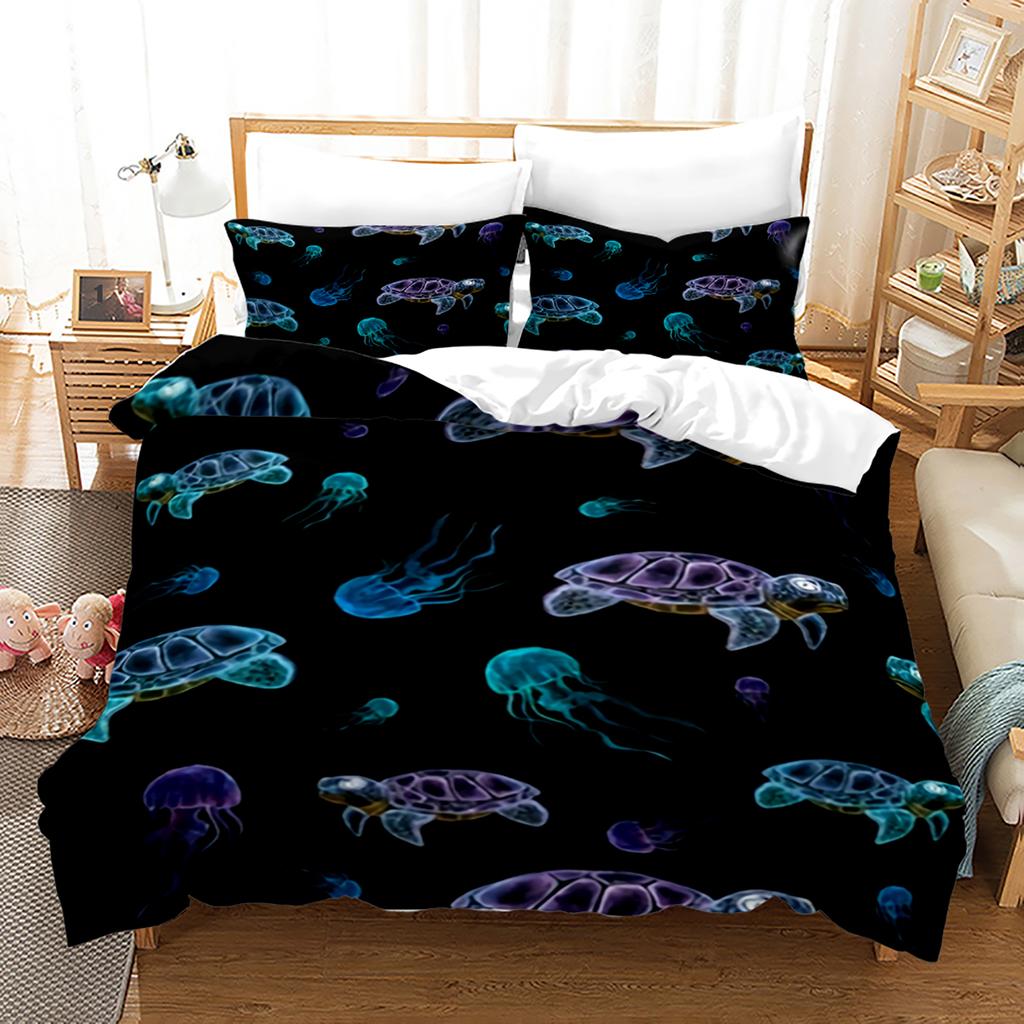 Пододеяльники Океан Синяя морская черепаха Комплект пододеяльника Морской комплект постельного белья для детей мальчиков девочек Морской ловец снов Животное Спальня