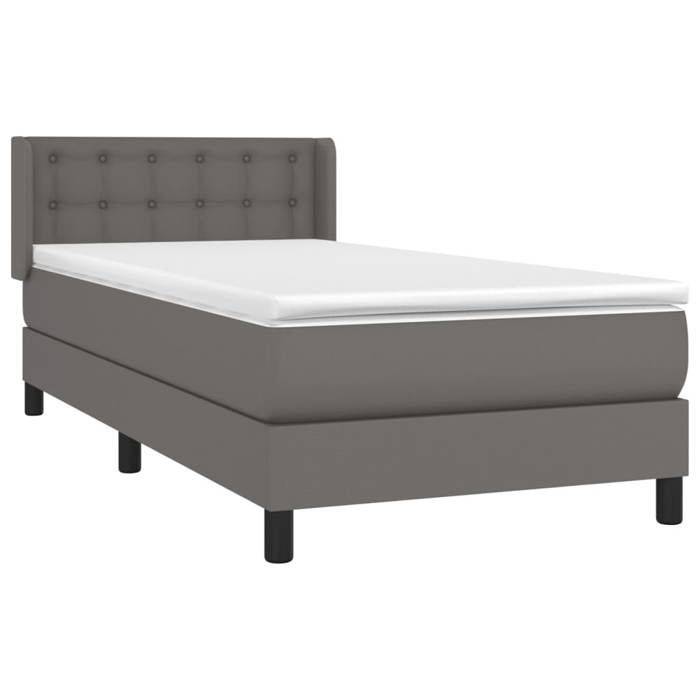 Maison Exclusive - Sommier à lattes de lit avec matelas Gris 90x190 cm Similicuir