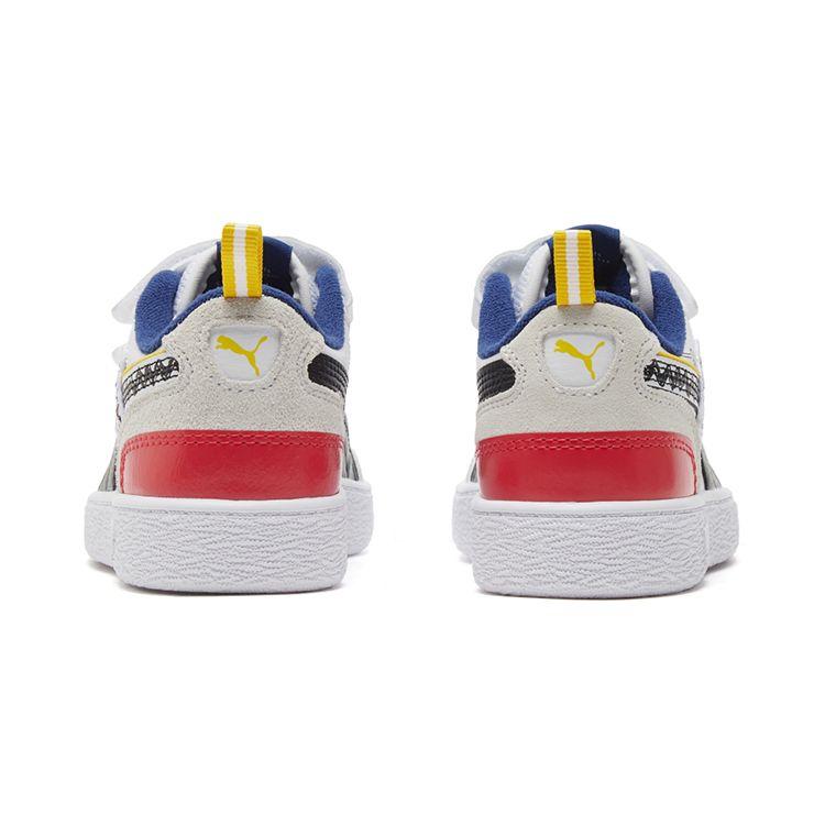 Puma Peanuts X Ralph Sampson V Velcro Casual Low Top Kids Sneakers Kids Sneakers White Blue Yellow 375794-01
