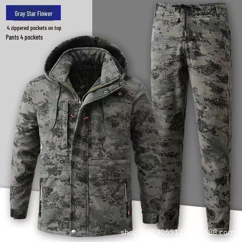 Утепленный камуфляжный рабочий костюм – прочный, морозостойкий, теплый из хлопка для осени/зимы