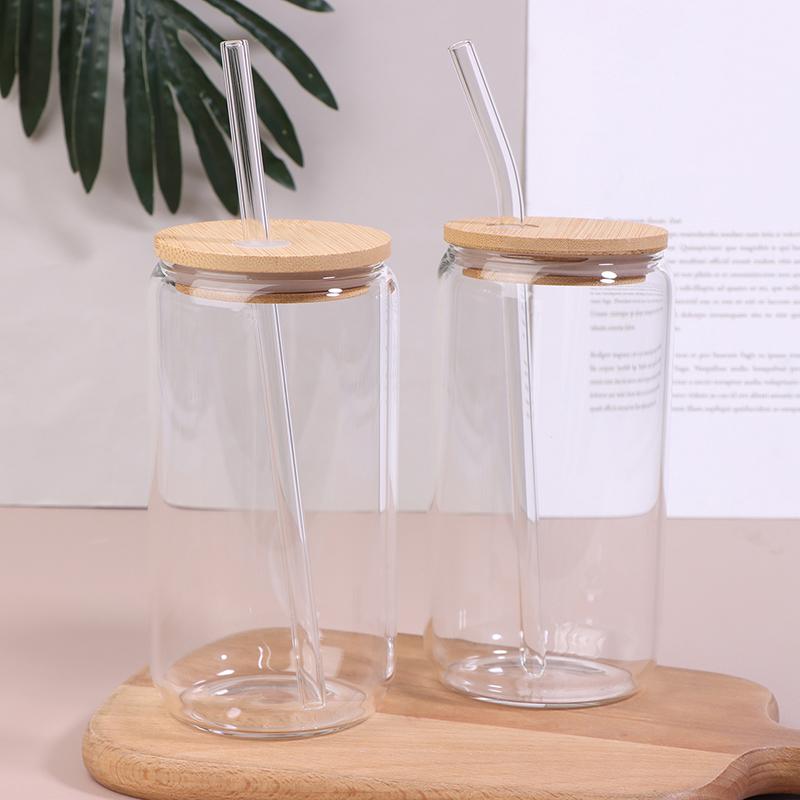 16 унций стеклянная чашка с крышкой и прозрачной трубочкой чашка для чая с пузырьками стеклянная пивная банка молочные чашки мокко набор кружка для завтрака посуда для питья
