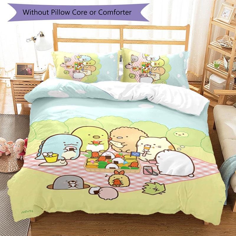 3pcs Sumikko Gurashi2 pattern bedding set duvet cover set includes duvet cover &pillowcases, perfect all season bedroom decoration & gift