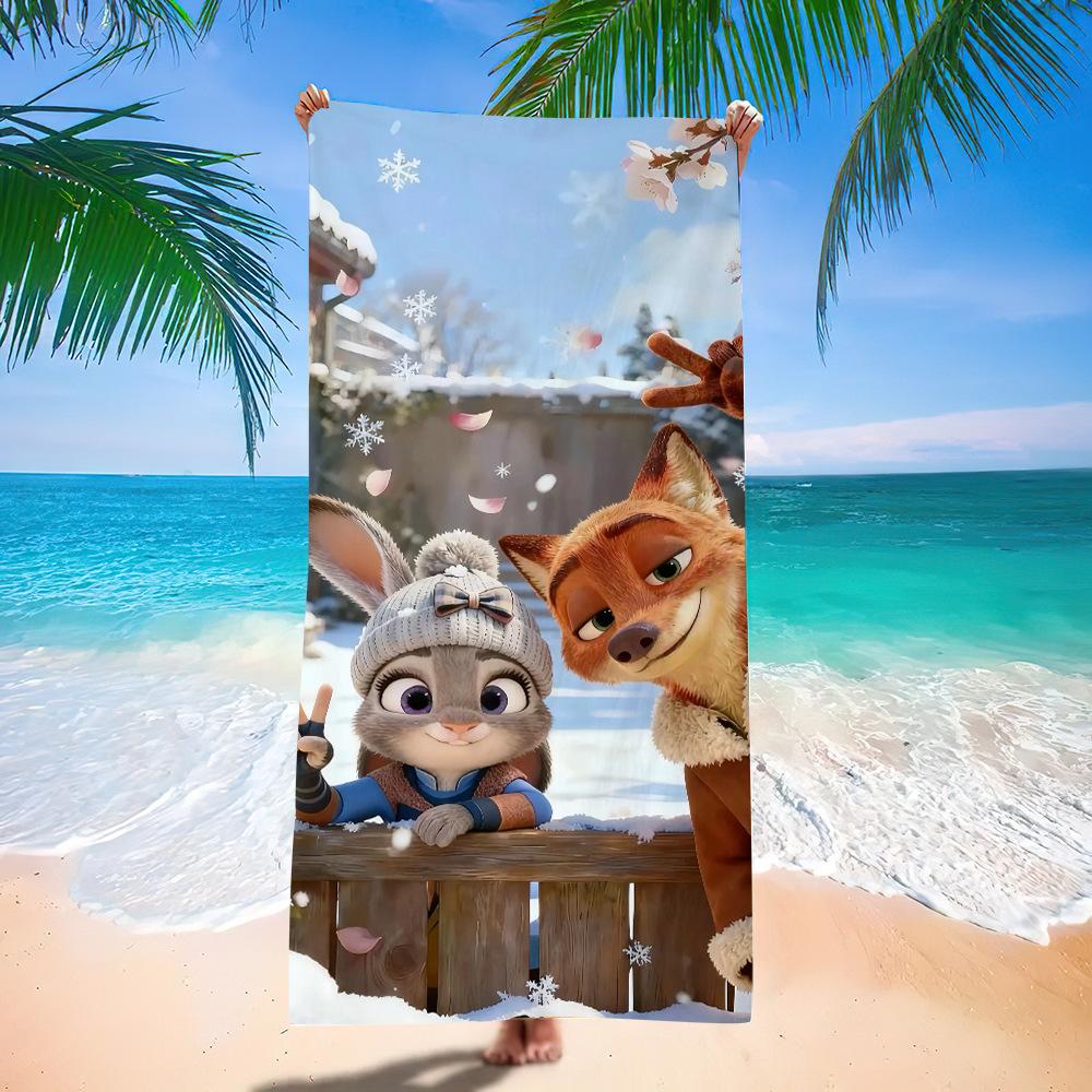 Zootopia Beach Towel Microfiber Bath Towel Kids Cartoon Week Judy Nick Quick Dry Towel