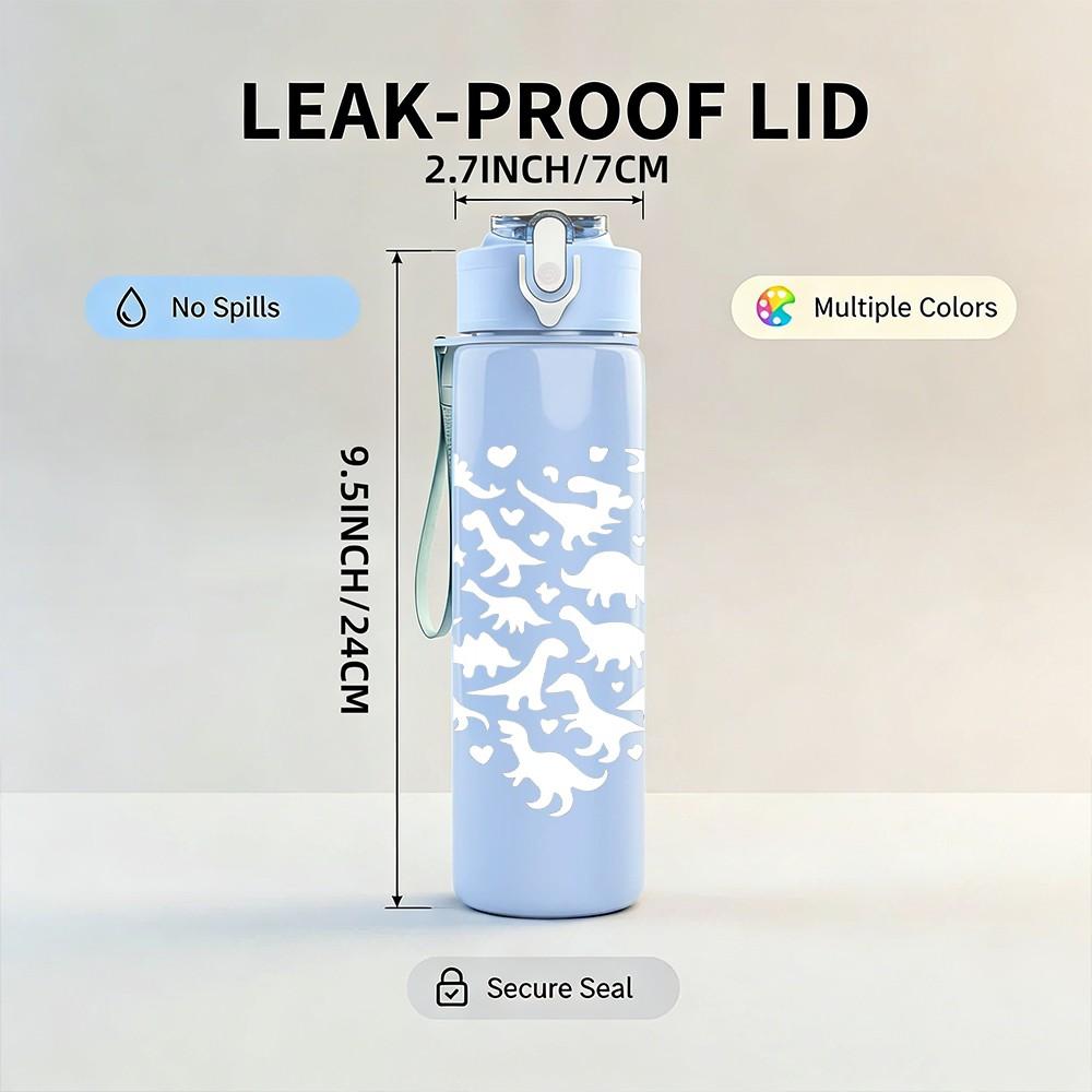 1PC Hollow Heart Pattern 750ml Color Plastic Sports Water Bottle Leakproof Flip Straw Lid Suitable for Sports Office Home Use