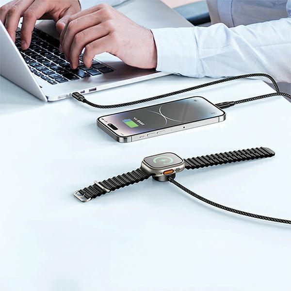 Kabel 3w1 USB-C/Lightning/Watch AWEI 1m 100W Czarny