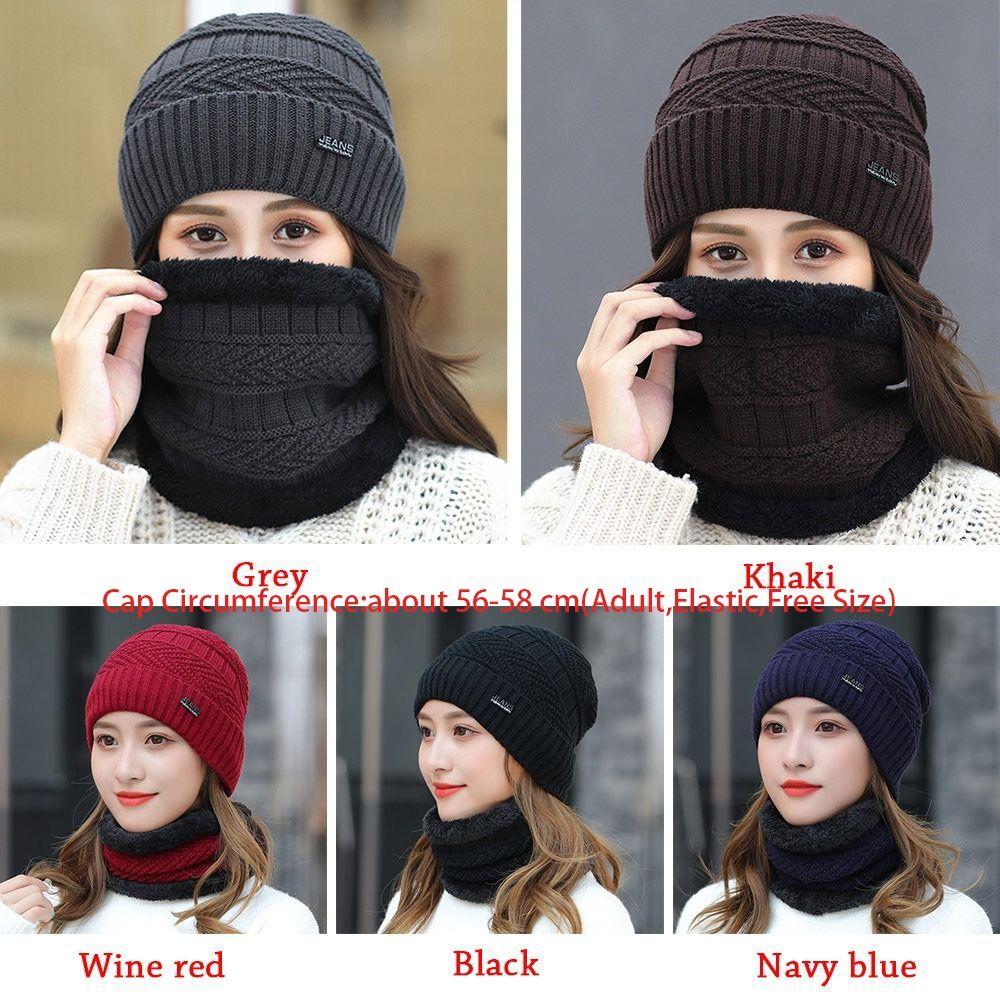 Warm Thermal Soft Neck Scarf Cap Beanie Hat Scarf Knitted Hat Balaclava