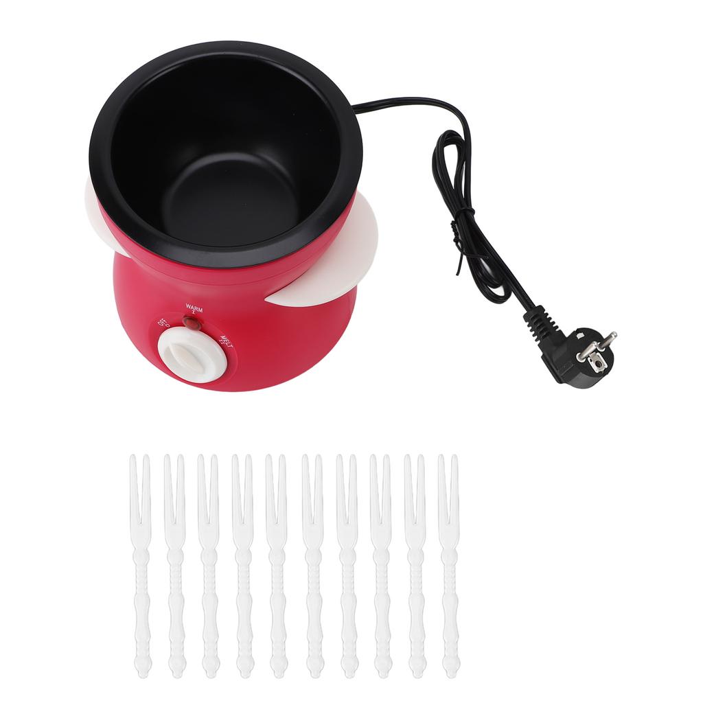 Electric Fondue Pot Set 2 Heating Gear Cast Iron Chocolate Fondue Maker with 10 Forks for Party Kitc