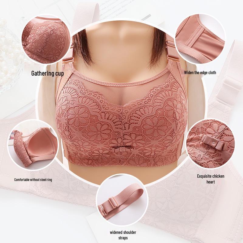 Кружевной бюстгальтер-бандо большого размера 2024 с боковой поддержкой – Минимизирует большую грудь для мам