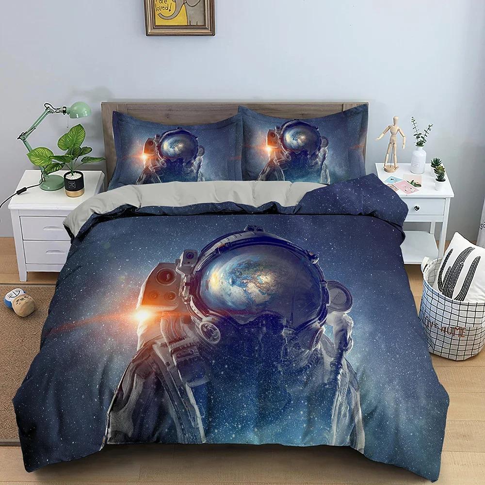 3D Design Duvet Cover Bedding Sets Spaceman Pattern Comforter Cover Pillowcases Double Single King Queen Size Bedclothes