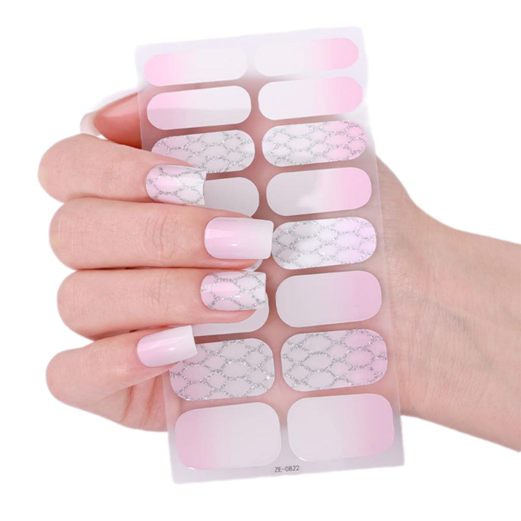 French Tip Gels Nail Strips Glittering Gels Nail Sticker Lovely Nail Polish Strips Gels Nail Wrap Nail Art Sticker
