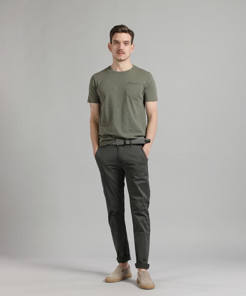 PANICALE Charcoal Embroidered Point Cotton Pants (Type B)