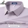 Futing Men's High-Elastic Business Plaid Short-Sleeve Shirt
