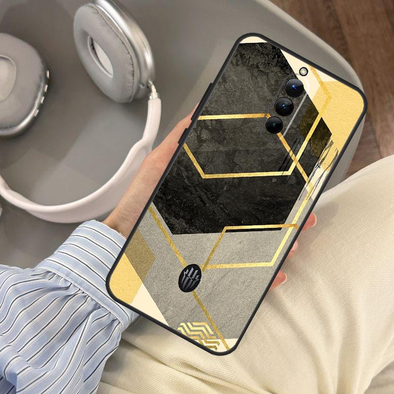 Luxury Gold Foil Art Case For Red Magic 10 9 Pro Plus 8 7 6 Pro 5G 5S 6R RedMagic 10S 8S 7S 9S Pro Plus Cover