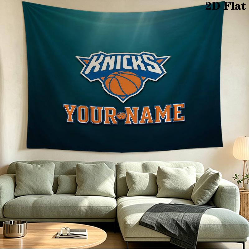 Custom Name New York Knicks Printed Tapestry – Wall Hanging for Bedrooms, Dorms, and Home Decor