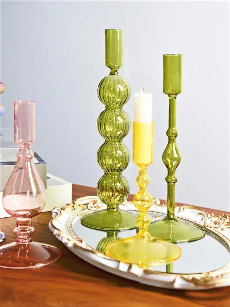 Декоративные подсвечники, цветная стеклянная ваза для цветов, украшение для дома, свадебное украшение, центральные подсвечники, подарок