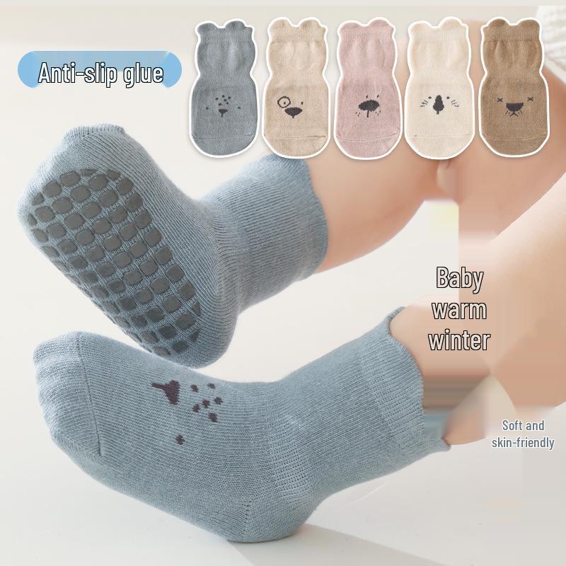 2025 Дышащие Нескользящие Хлопковые Детские Носки для Малышей - Для Дома и Батута, Осень/Зима