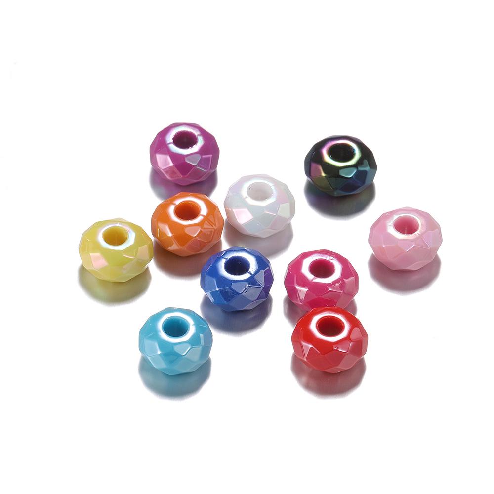 14мм Цветные акриловые DIY бусины - Проставка-абакус с большим отверстием для цепочек для телефона, аксессуаров для волос и ожерелий