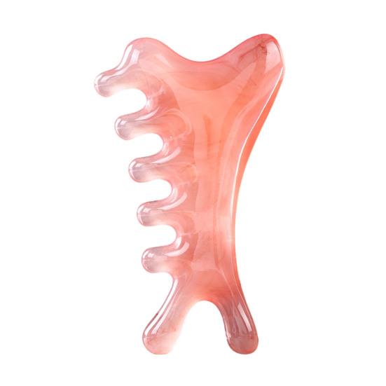 Массажер для кожи головы 4-в-1, расческа с широкими зубьями, смоляной инструмент Гуаша для терапии головы и лица, акупрессура и стимуляция меридианов