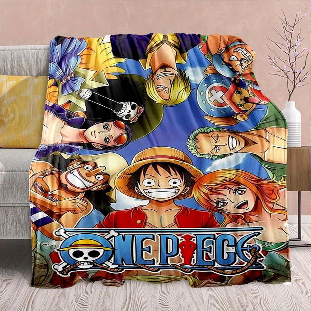One Piece Anime Flannel Blanket - Soft Warm Perfect for Sofa, Bedding Camping Travel Office Home Decor -QJY