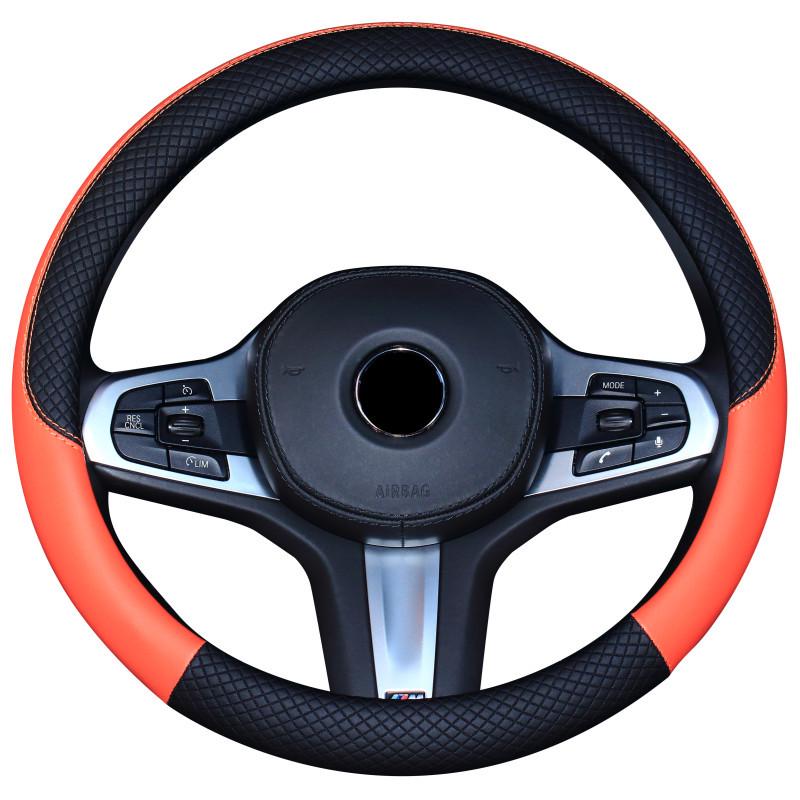 Universal Anti-Slip Carbon Fiber Steering Wheel Cover, Sweat-Absorbent, Leather, 4-Seasons Car Interior Protection