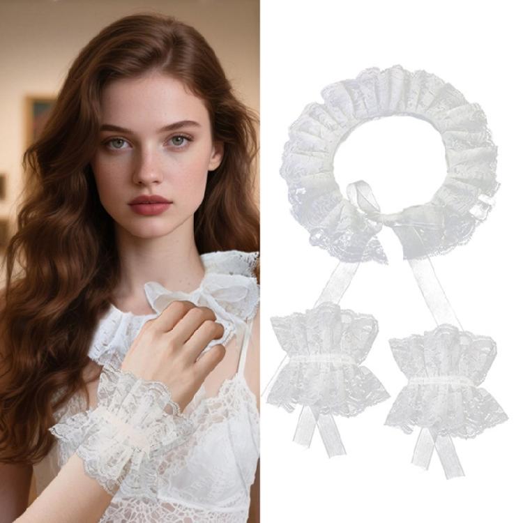 Кружевной декоративный воротник-манжета на запястья, комплект для аниме-мероприятий, аксессуары для костюмов и косплея.