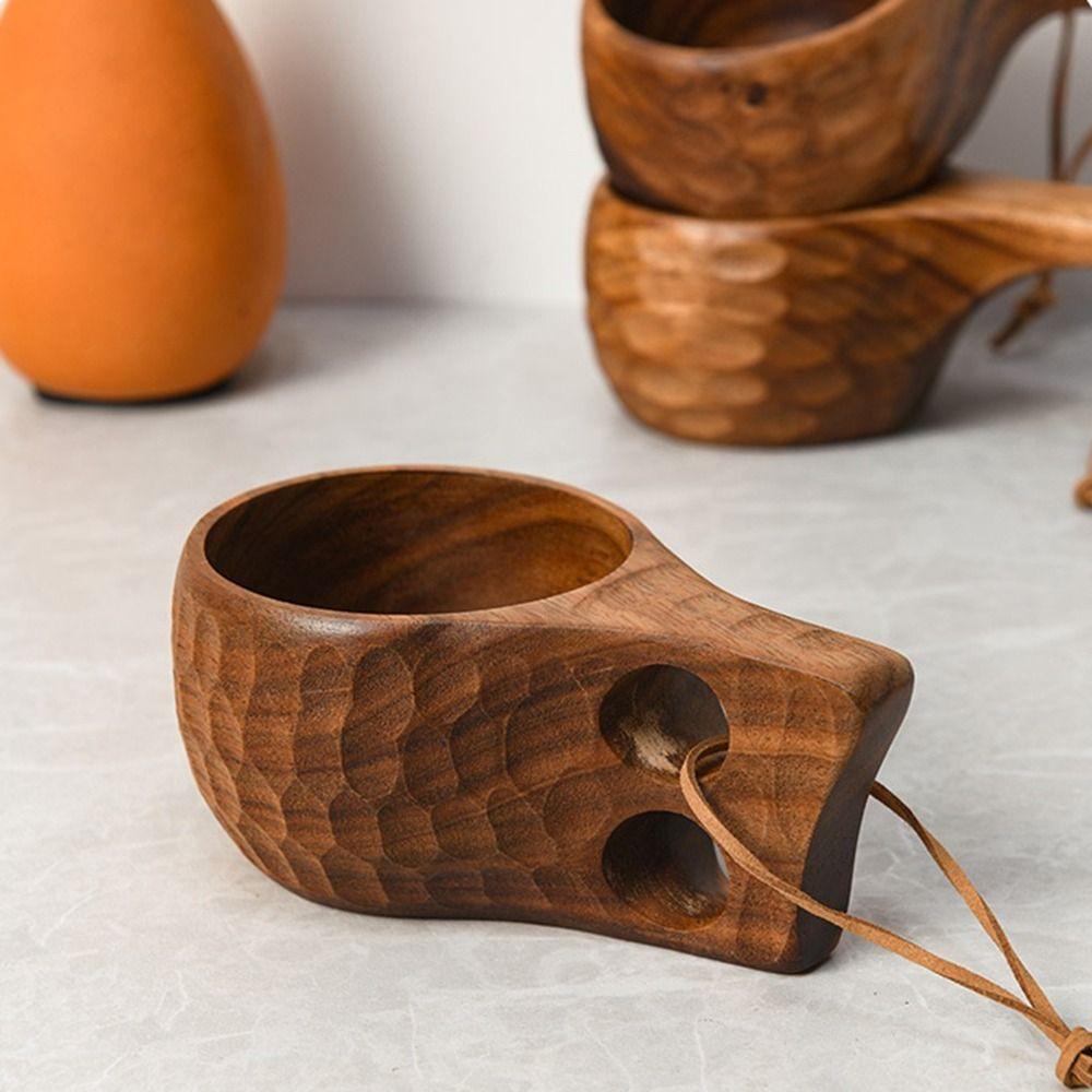 Wood Breakfast Cup Camping Handy Cup Acacia Wood Milk Cup Water Cup Breakfast Cup Turtle Shell