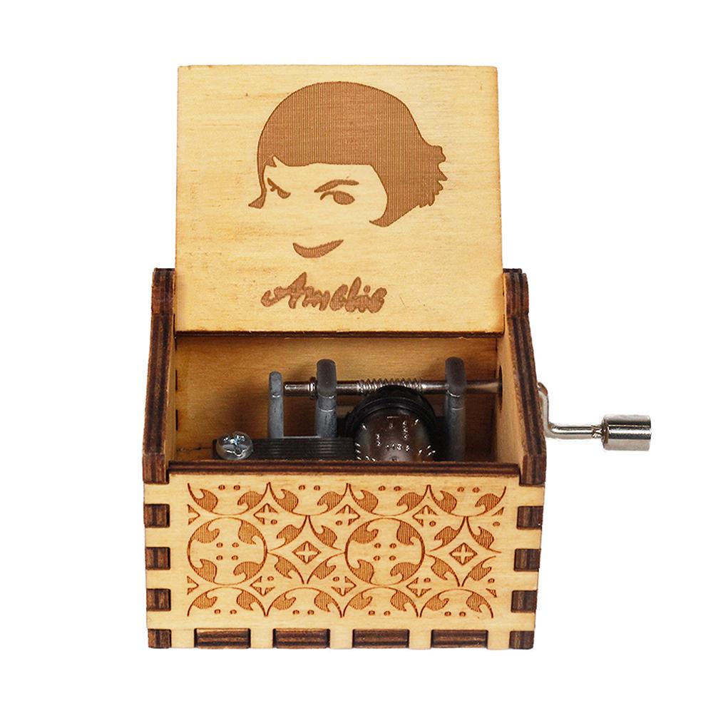 Wooden Hand Cranked Music Box You Are My Sunshine Can't Help Falling in Love Valentine's Day To Christmas Birthday Gift 3