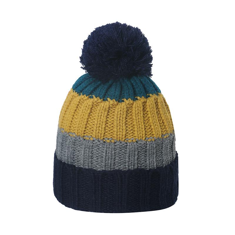 Зимняя шапка мужская осенне-зимняя новая цветная полосатая шерстяная шапка флисовая утолщенная лыжная шапка вязаная шапка мужская