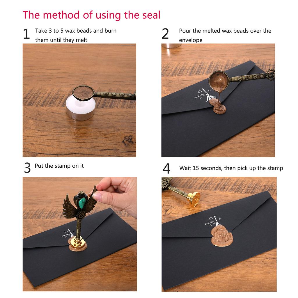 Facwxiao гусиное перо перо восковой набор для письма подарочный набор, зеленый, ручка, чернила, закладка, печать, перо, бусина, конверт, бумага,