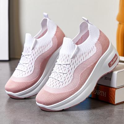 Женская прогулочная обувь Легкая дышащая летающая тканая сетчатая верхняя часть Повседневная беговая теннисная обувь Обувь для тренировок Нескользящие женские кроссовки для спортзала