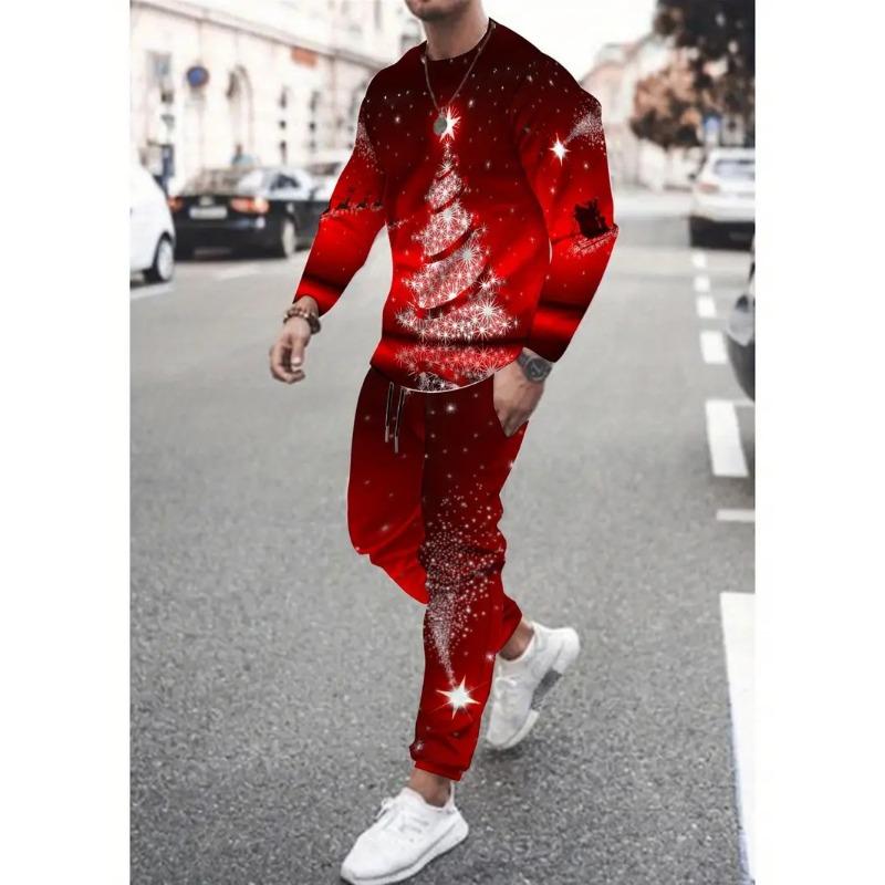 Christmas 2PCS Set Spring Autumn Men Women Fashion 3D Printing Man Fashion Casual Sportswear Sweatshirt Jogging Pants 2Pcs Sets